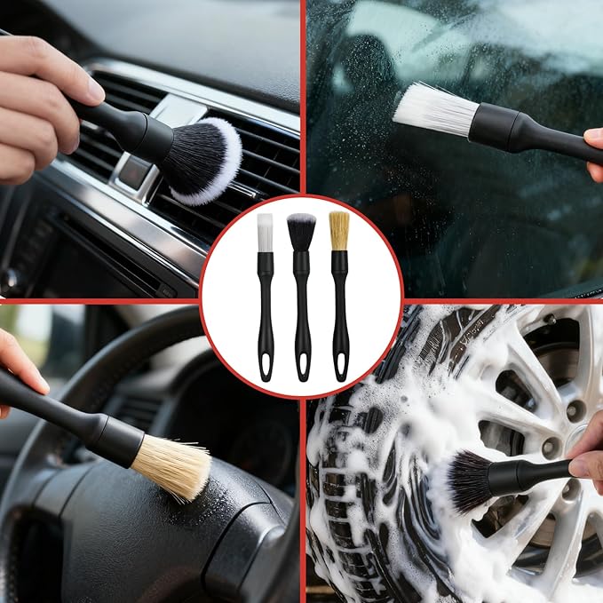 Car Duster Exterior Scratch FreeMicrofiber Car Duster with Extendable Handle with 3PCS Detailing Brush Exterior Interior Multipurpose for SUVTruckRV