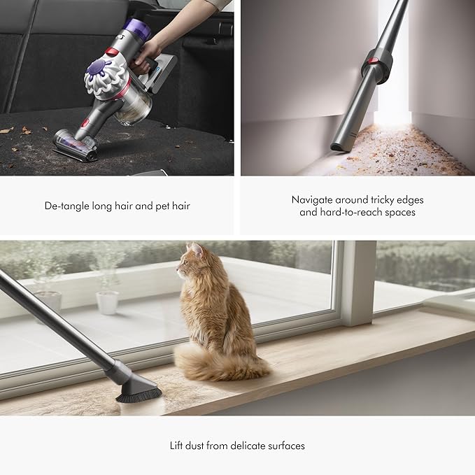 Dyson V8 Plus Cordless Vacuum Cleans Hard Floors and Carpets Detangles Converts to Handheld 115AW 2 Power Modes Up to 40 Minutes¹