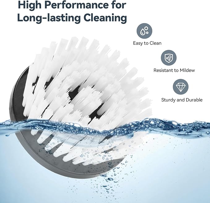 4 Replaceable Brush Heads for Uaoaii 21V Electric Spin Scrubber Cordless Shower Scrubber Replacement Brushes for Bathrooms Kitchens Floors Tiles Tubs Cleaning