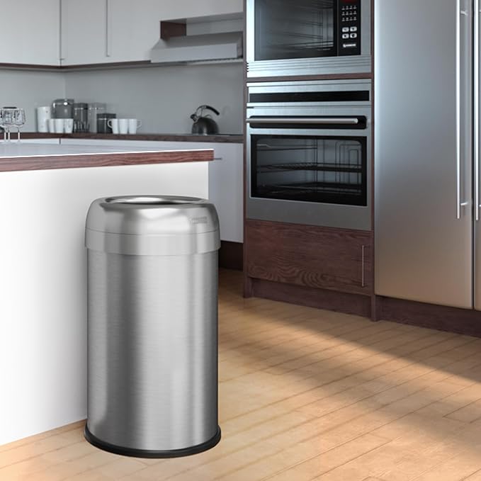 iTouchless 13 Gallon Dual-Deodorizer Trash Can and Recycle Bin Stainless Steel Commercial Grade Large 10 Inch Home Restaurant Restroom Office Open Top Round