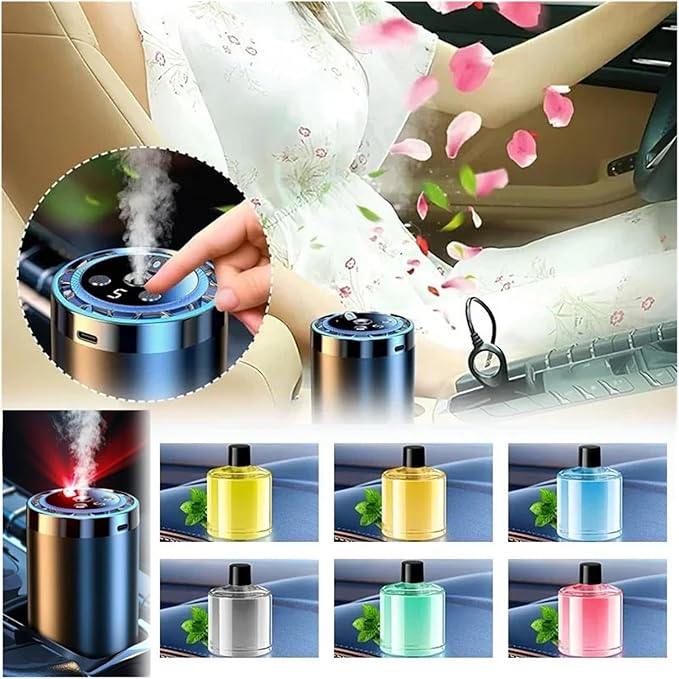 5 Modes Car Air Freshener - Electric Aroma Diffuser for Car Air Vent - Essential Oil Mist Humidifier &amp Aromatherapy Fragrance Diffuser(Aluminum-Ocean)