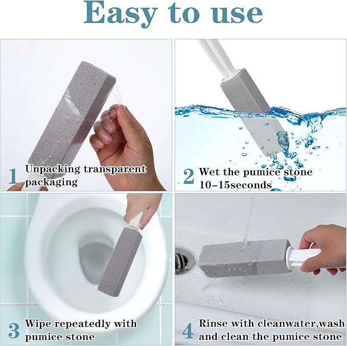 20Pcs Pumice Stone for Cleaning Pumie Scouring Stick with Handle Toilet Stone Brush Block Hard Water Stain Remover for Toilet Bathtubs Sinks Swimming Pools Grills