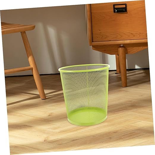 PRETYZOOM Metal Wire Mesh Trash Can Large Decorative Metal Garbage Storage Container for Kitchen and Office Round Open Top Wastebasket for Bathroom and Home Practical Rubbish Bin