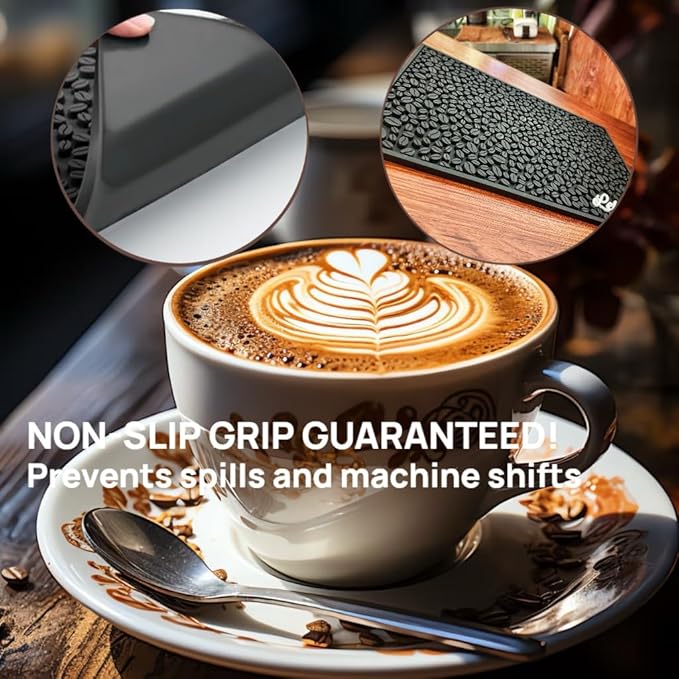 Coffee Bar Mats for Countertop Bar Decor Accessories Coffee Machine Tray for Countertop Non-slip Dish Drying Mat Rubber Barista Tools Pad Espresso Organizer (Black 18x12)
