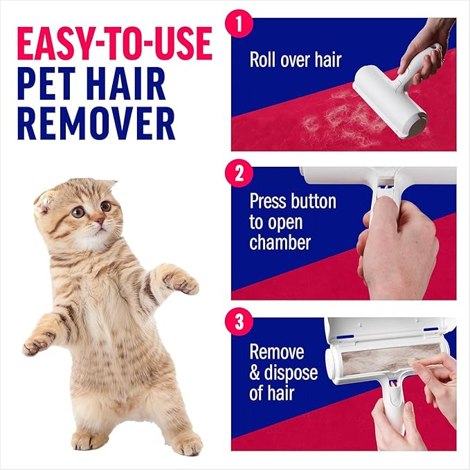 Pet Hair Remover Roller - Reusable Lint Roller for Dog &amp Cat Hair on Furniture Couch Carpet Clothing - Eco-Friendly Portable Fur Remover Tool (White)