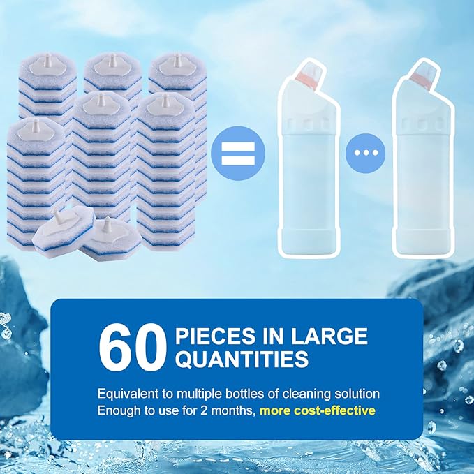 Upgraded 60pcs Toilet Wand Refills fits Clorox Toilet Wand Thickened Cleaning Layer Won’t Fall Apart Disposable Bathroom Cleaning Scrub Pads with Fresh Scent for Home &amp Commercial Use
