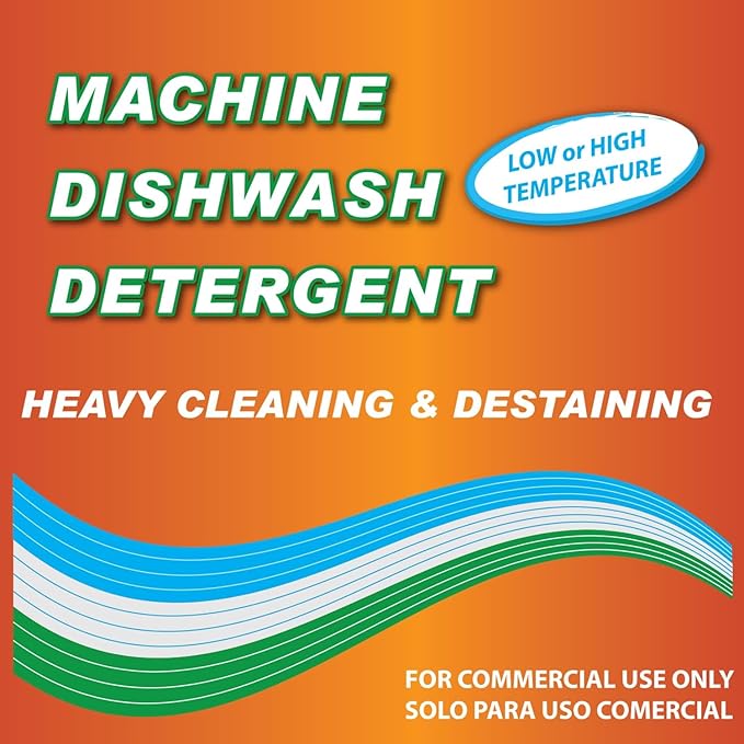 Quality Chemical Heavy Duty Liquid Alkaline Commercial Dishwasher Detergent - Industrial-Grade Formula Dissolves Food Stains Grease Grime and Residue - No Pre-Rinse Needed - Ready-to-Use 128oz