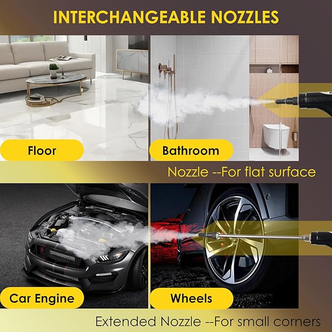 Handheld Steam Cleaner for Home Adjustable Handle Pressurized Portable Steamer for Cleaning 1.7L Steam Cleaners for Car Auto Detailing Furniture Couch Tile Grout Upholstery