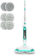 Scrubbing Steam Mop with Rotating Mop Pads All-in-One Hard Floor Cleaner with LED Headlights &amp Swivel Steering