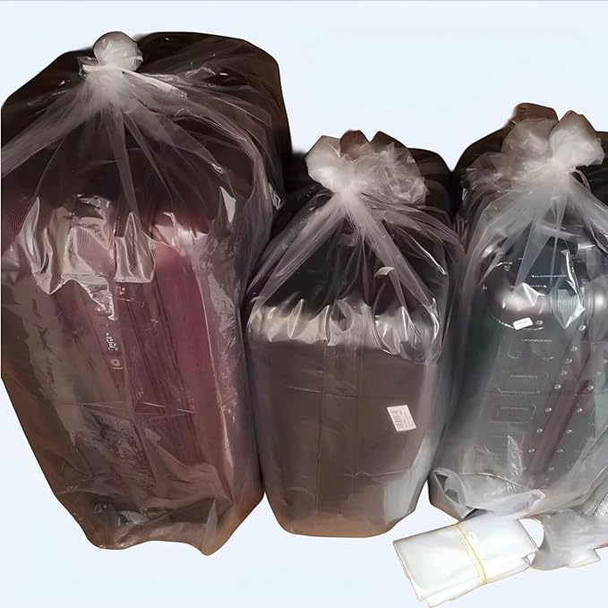 Heavy Duty Contractor Trash Bags Black Low Density Polyethylene 45-50 Gallon 39x46 Inches Easy-Tie for Outdoor Construction Lawn Use 100 Count 100cm x 120cm