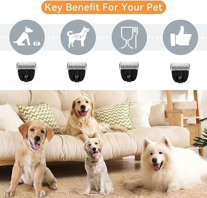 Replacement Blade for nebot P1 Pro Pet Grooming Kit &amp VacuumSize-5F Cut Length 1/4”(6.3mm)2 Pack