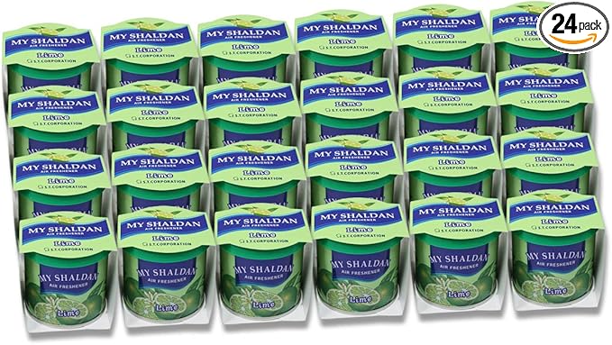 Pack of 24 My Shaldan Japanese Car Cup-Holder Natural Air Freshener Cans (Lime Scented)