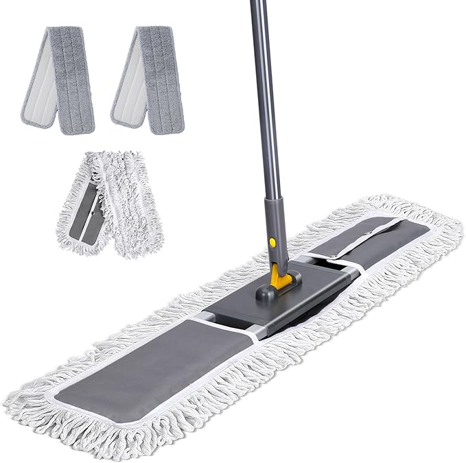 Masthome 36 Commercial Mop Heavy Duty Industrial Floor Mop with 3 Microfiber Pads 60 Adjustable Large Dust MopWet Dry Flat Mops for Office Garage Warehouse Factory Mall