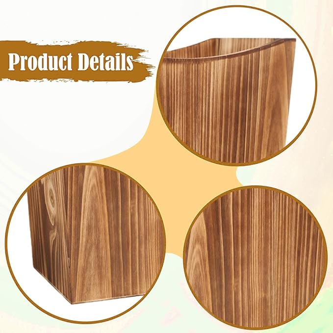 Wooden Trash Can Garbage Container Lidless Paper Basket Under Desk Waste Bin Wastebasket for Home Living Room Kitchen Decor
