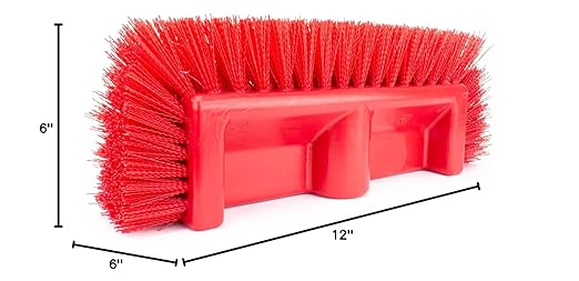 SPARTA Multi-Level Tile Scrub Brush 12 Wide Brush Head Heavy-Duty Tile Cleaning Brush with End Bristles for Commercial Tiles Tubs and Floor Plastic 12 Inches Red