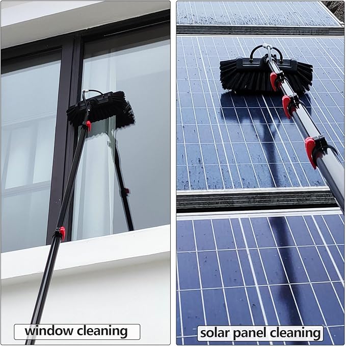 3.6-10.8m Washing Kit Window Cleaning Pole Water-fed Brush Window Cleaning Pole Water Fed Telescopic Brush Window Cleaner Equipment for Home and Commercial Window Cleaning (5.4M)