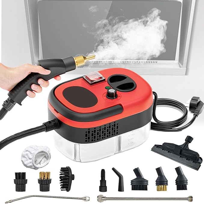Portable Cleaning Steam Machine 2500W Handheld Steam Cleaner with 1200ML Water Tank 6 Wind Speed Adjustment and 105℃ High Temperature Steam 15 Seconds Quick Heating for Kitchen Furniture