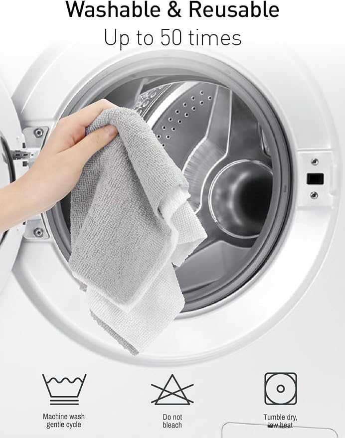 Fantasticlean Microfiber Cleaning Cloth Roll -40 Pack Tear Away Microfiber Towels 12 x 12 Reusable Washable Scratch Free Ultra Absorbent Dishcloth for All-Around Cleaning Supplies (White)