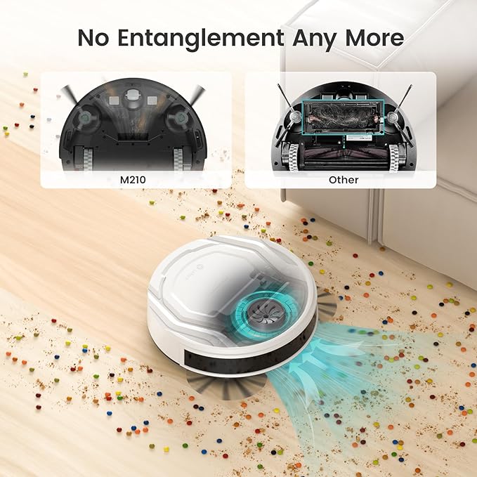 Lefant Robot Vacuum Cleaner Strong Suction 120 Mins Runtime Slim Low Noise Automatic Self-Charging Wi-Fi/App/Alexa Control Ideal for Pet Hair Hard Floor and Daily Cleaning M210