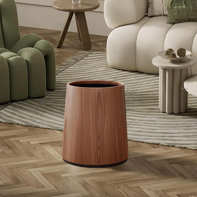 Trash Bin Wastebasket Removable Inner Portable Modern Paper Basket Bathroom Trash Can for Office Laundry Kitchen Restroom S Brown