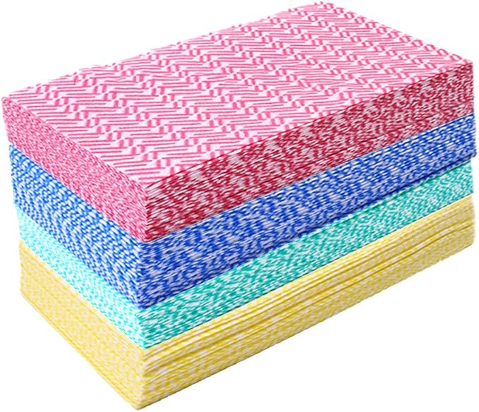 KMAKII Handi Wipe Reusable Cloths - Multi-Purpose Disposable Dish Cloths and Towels Ultra Absorbent Fast-Dry Durable Cleaning Wipes for Kitchen and Home 4colors 11.8 x 21 inches Pack of 80