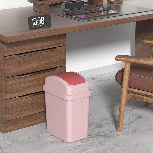 7 Liter Bathroom Slim Trash Can Small Swing Top Lid Garbage Can Pink