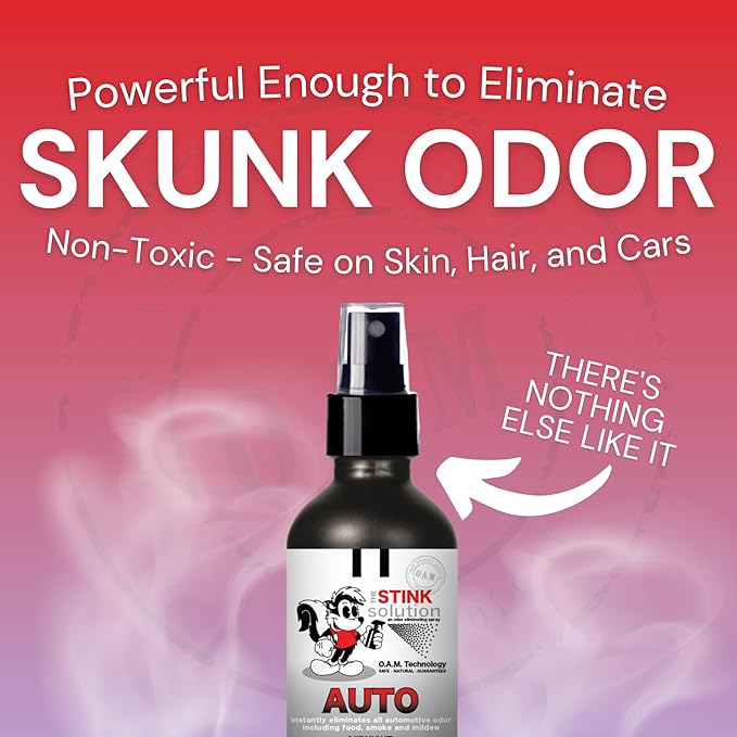 The Stink Solution Car Deodorizer Odor Eliminator For Strong Odor: Quickly Banish Smoke Pet Food Sweat &amp Other Foul Fmells! Safe Car Freshener for Seats &amp More! - 2 16 oz Bottles Coconut M