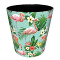 10L/2.64 Gallon Trash Can Decorative Waste Basket PU Leather Waste Paper Basket Waterproof Garbage Can for Bathroom Bedroom Office Kitchen and Living Room - Flamingo-1