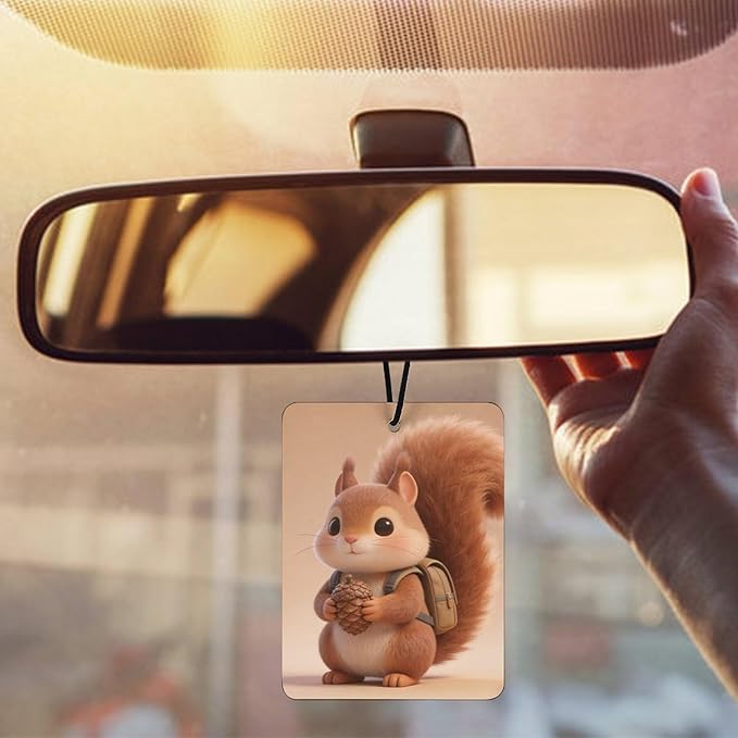 5PCS Car Air Freshener Hanging Personalized Double Sided Squirrel Small Backpack Car Fresheners Long Lasting New Cars Scents Cute Automotive Freshies for Closets Drawers (tea)