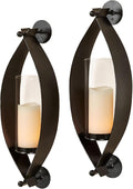 Touch of Class Xander Wall Sconce Pair - Handcrafted Steel - Black - Glass Hurricane - Set of 2 - Metal Sconces Holder for Bedroom Bathroom Living Room Kitchen Walls Hallways