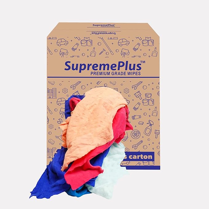 Recycled Color T-Shirt Cleaning Rags (50 lbs. Box) in a Box Color Cotton Rags Perfect for Housing &amp Workshop Tasks Elevate Your Cleaning Routine!