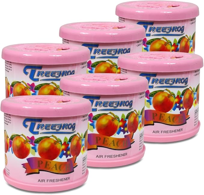 Auto Dynasty TreeFrog Gel-Typed Automotive Cup-Holder Air Freshener Peach Scented Pack of 6