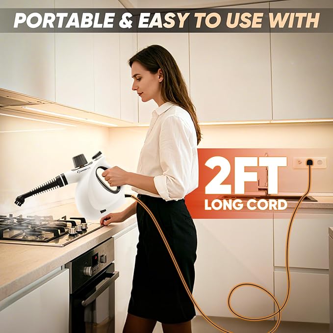 Steam Disinfection Cleaner Handheld Pressurized Natural Steam Cleaner with 9 PCS Accessories Portable Multi-Surface Steamer for Cleaning Home Kitchen Floor Upholstery Tile Grout &amp Car