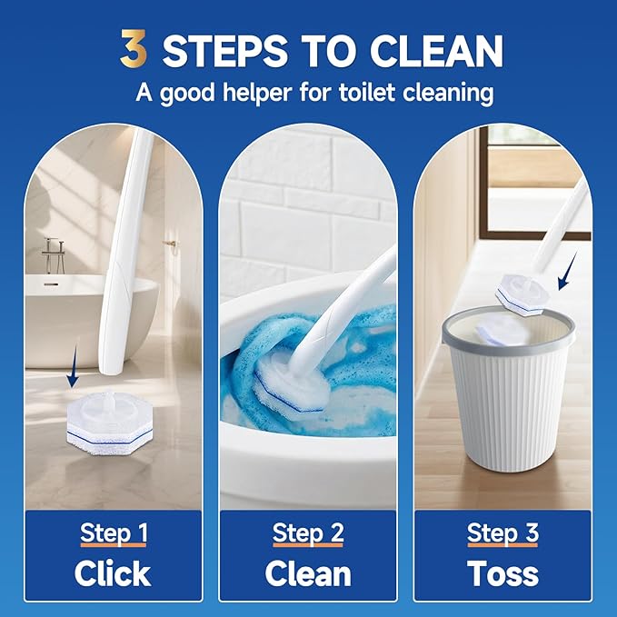 50 Count Toilet Wand Refills Compatible for Clorox 5X Cleaning Power Toilet Bowl Cleaners &amp High-Density Disposable Toilet Brush Scrubber - No Falling Apart Instant Foam Cleaning