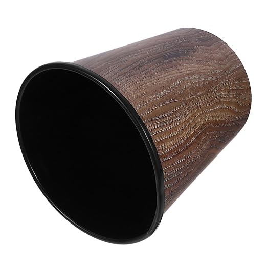 Imitation Wood Grain Capacity Trash Can for Home Office Bathroom Stylish Wastebasket Stable Structure for Keeping Spaces Neat and Tidy