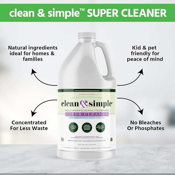 clean &amp simple™ SUPER CLEANER - Concentrated All-Purpose Multi-Surface Cleaner Non-Toxic Biodegradable
