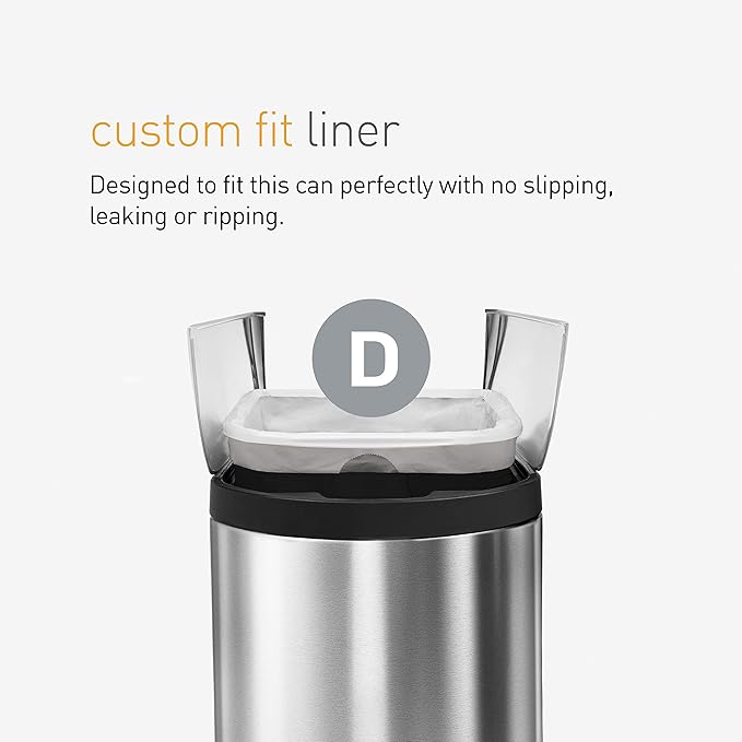simplehuman Code D 60 Count Dispenser Pack Custom Fit Liners Drawstring Trash Bags 20 Liter / 5.3 Gallon White