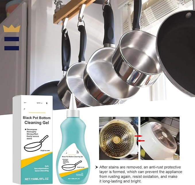 Pot Bottom Cleaner Kitchen Grease &amp Rust Remover Safe For Cookware Easy Stain Removal With Long-Lasting Shine(2PCS)