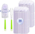 50 Count 360° Multi-Surface Feather Duster Refills Compatible with Swiffer Dusters Thickened Heavy-Duty Material Disposable Dusters Kit Includes 2 Handle for Efficient Cleaning