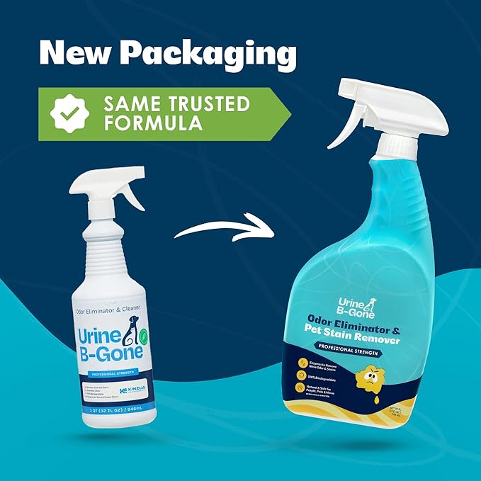 Urine B-Gone Professional Enzyme Odor Eliminator &amp Pet Stain Remover Human Cat &amp Dog Urine Cleaner Effective on Laundry Carpets &amp More Original Scent 32oz Pack of Two