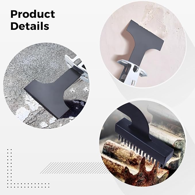 Heavy Duty 5 Pcs Cleaning Set Metal Rust Brush &amp Spatulas 4 Interchangeable Scrapers Stainless Steel Bristles for Concrete &amp Metal Cleaning