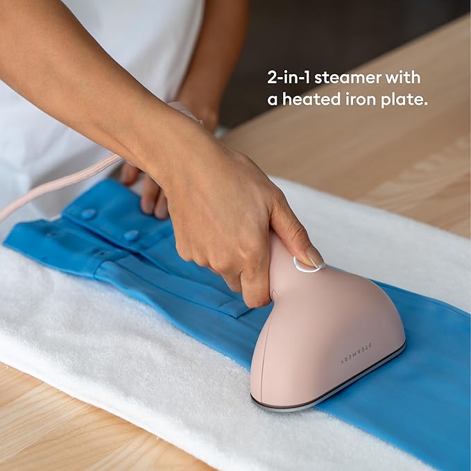 Steamery Handheld Clothes Steamer Cirrus 3 1200W US Plug Heated Ironing Plate Fast Heat Up Garment Wrinkle Remover Pink