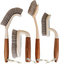 4-Pack Heavy Duty Scrub Brushes Set with Wooden Handles Triangle &amp Square Floor Scrubber Dish Brush Grout Cleaner for Kitchen Bathroom Tile Carpet &amp Stubborn Stains Removal