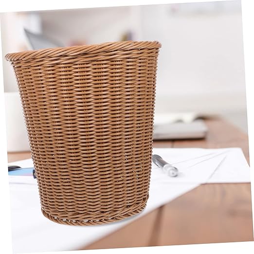 GLEAVI 1pc Wastebasket Garbage Bin Woven Trash Container Rustproof Iron Office Trash Basket Quality Material