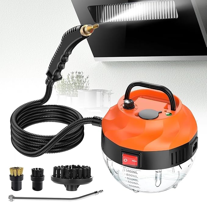 Steam Cleaner Pressurized Handheld Steam Cleaner for Home 10s Heat Up Multipurpose Steamer for Cleaning Floor/Home/Car/Bathroom/Shower/Upholstery/Grout/Window/Grease 6 Steam Adjustable