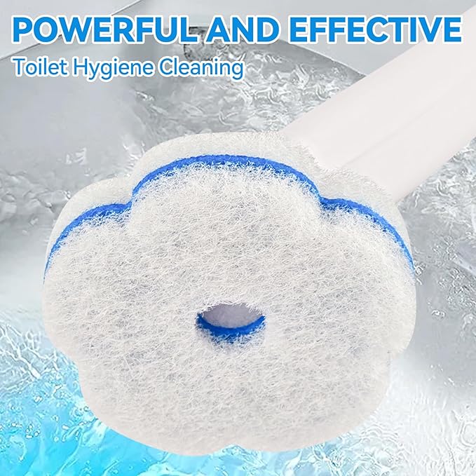 Disposable Toilet Brush with 48 RefillsToilet Bowl CleanerToilet Cleaning SuppliesToilet Bowl BrushToilet Cleaner BrushToilet Brush with Holder for Cleaning and Hygienic (New White)