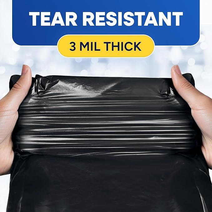 40-45 Gallon Trash Bags Heavy Duty 3 Mil Black Trash Bags Fit Rubbermaid Brute Rollout Round and Square 32-44 gal Trash Cans 40 x 46 Outdoor Garbage Bags Black Pack of 100
