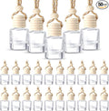 BBTO 50 Pcs Hanging Car Air Freshener Car Diffuser Bottles Empty Glass Perfume Bottle Freshener Diffuser Bottle Pendant for Essential Oil Fragrance Aromatherapy Ornament (Cylinder)