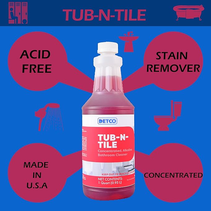 Detco-Tub-N-Tile -Multi-Purpose Cleaner-Concentrated Great on Soap Scum and Grime Remover - Just add 4 oz. to your spray bottle of water.Great for tubs tile and bathroom cleaner - 32 oz