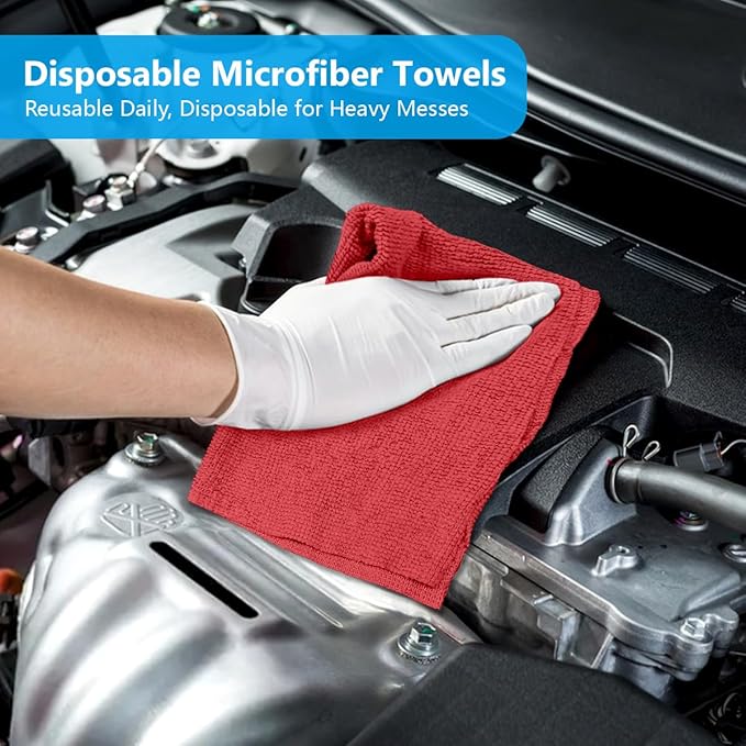 GLIMGLINT Red Microfiber Cleaning Cloth 100 Pack Cleaning Rags Lint-Free Ultra Absorbent Reusable Paper Towels for Home Kitchen Car Garage or Shop Dish Rags 11 x 9